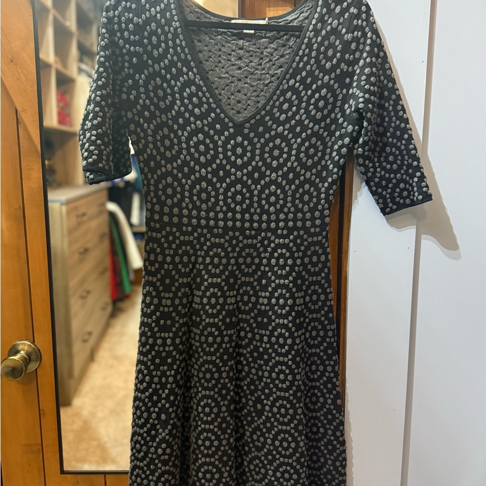 Boden Black and Gray Midi Dress